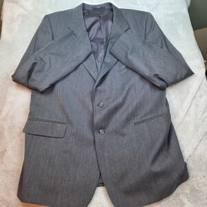 Andre Vachon Wool Suit Jacket Mens 44R Pinstripe Two Button Blazer Charcoal Grey